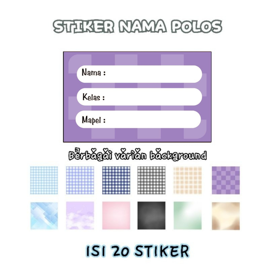 STIKER NAMA POLOS LABEL NAMA POLOS LABEL BUKU STIKER BUKU - ISI 20