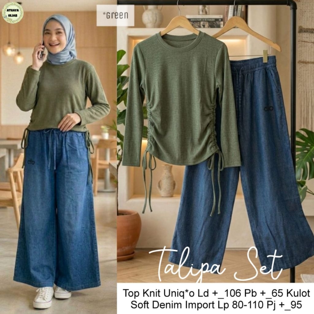 Talipa Set Kulot Jeans Mix Kaos Uniqlo (Athaya)