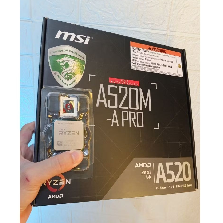 PAKETAN MOBO MSI A520M PRO (BARU & GARANSI 1THN PT.AAA) + RYZEN 5 5600G FULLSET BOX