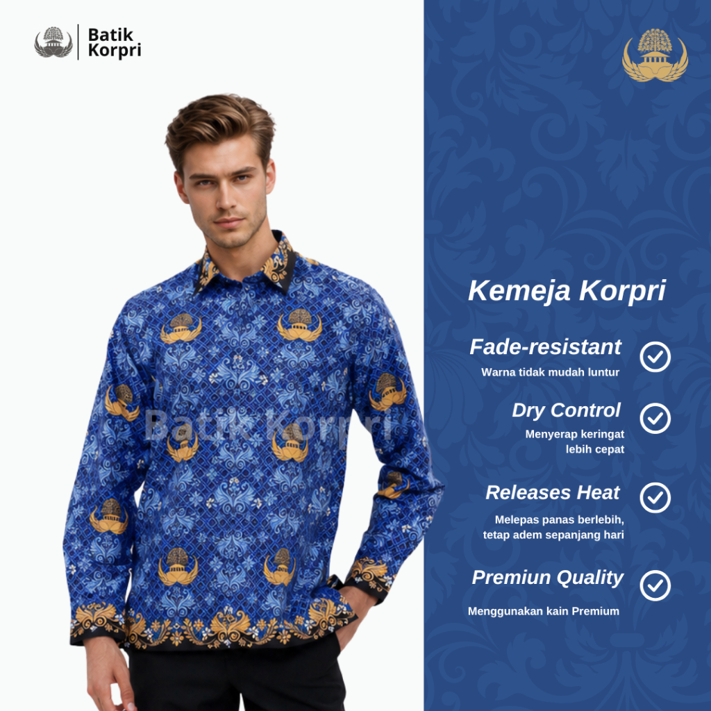 Baju KORPRI Pria | Seragam ASN PNS Model Terbaru, Jahitan Rapi & Nyaman Full Furing Katun Premium