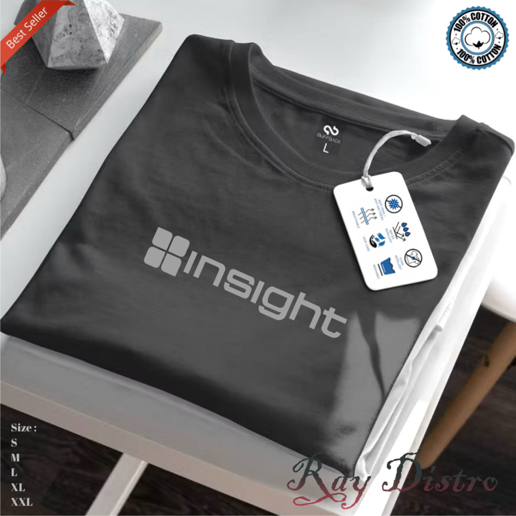 Promo Buy 1 Get Cod Kaos INSIGHT motif Grey Unisex Lengan Pendek Atasan Casual T-shirt Bahan Katun M