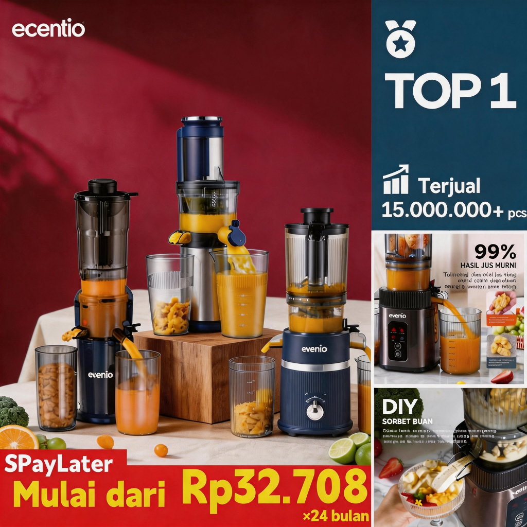 [2.0]ecentio slow juicer portable 82mm/112mm caliber multifungsi blender tanpa ampas bear 550ML+600M