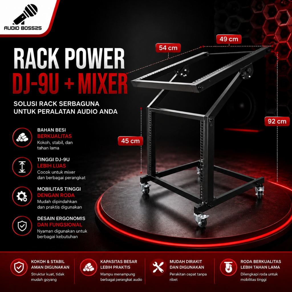 Audio Boss Rak Mixer / Rak Power /  Rak Besi / Rak Aksesoris DJ-9U