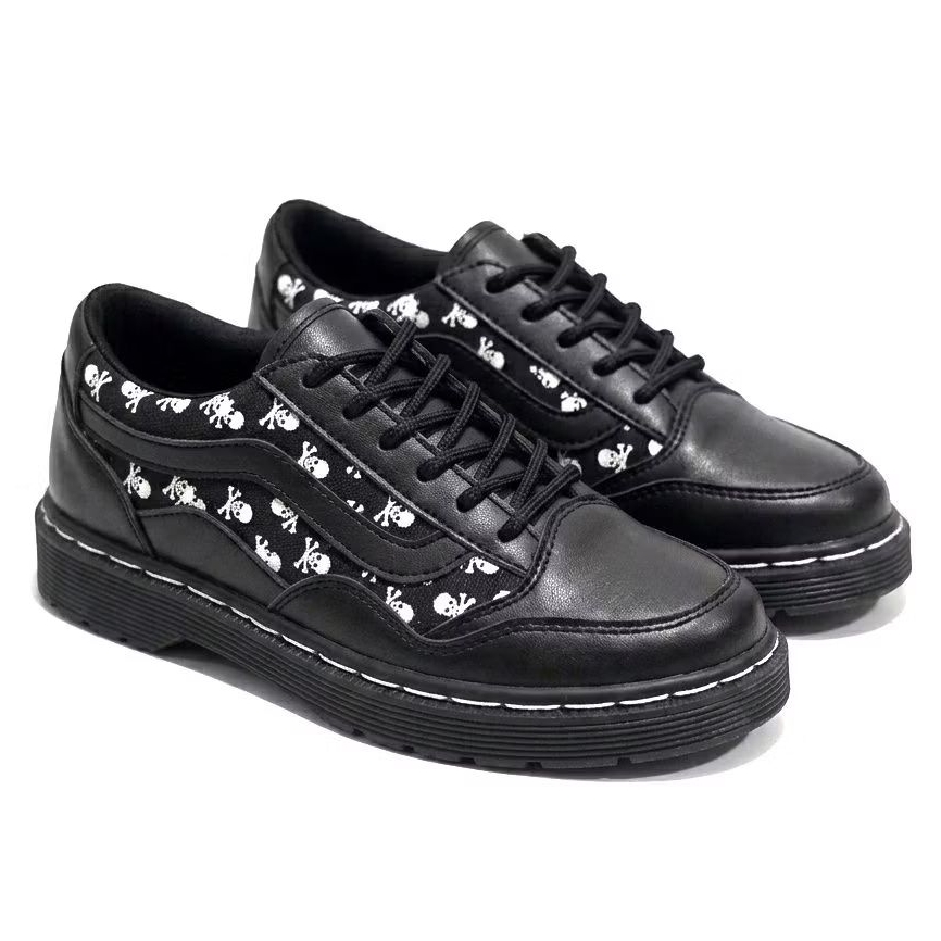 SKULL Sepatu Oxford Low Boots Docmart Casual Kerja Pria Punk Skena