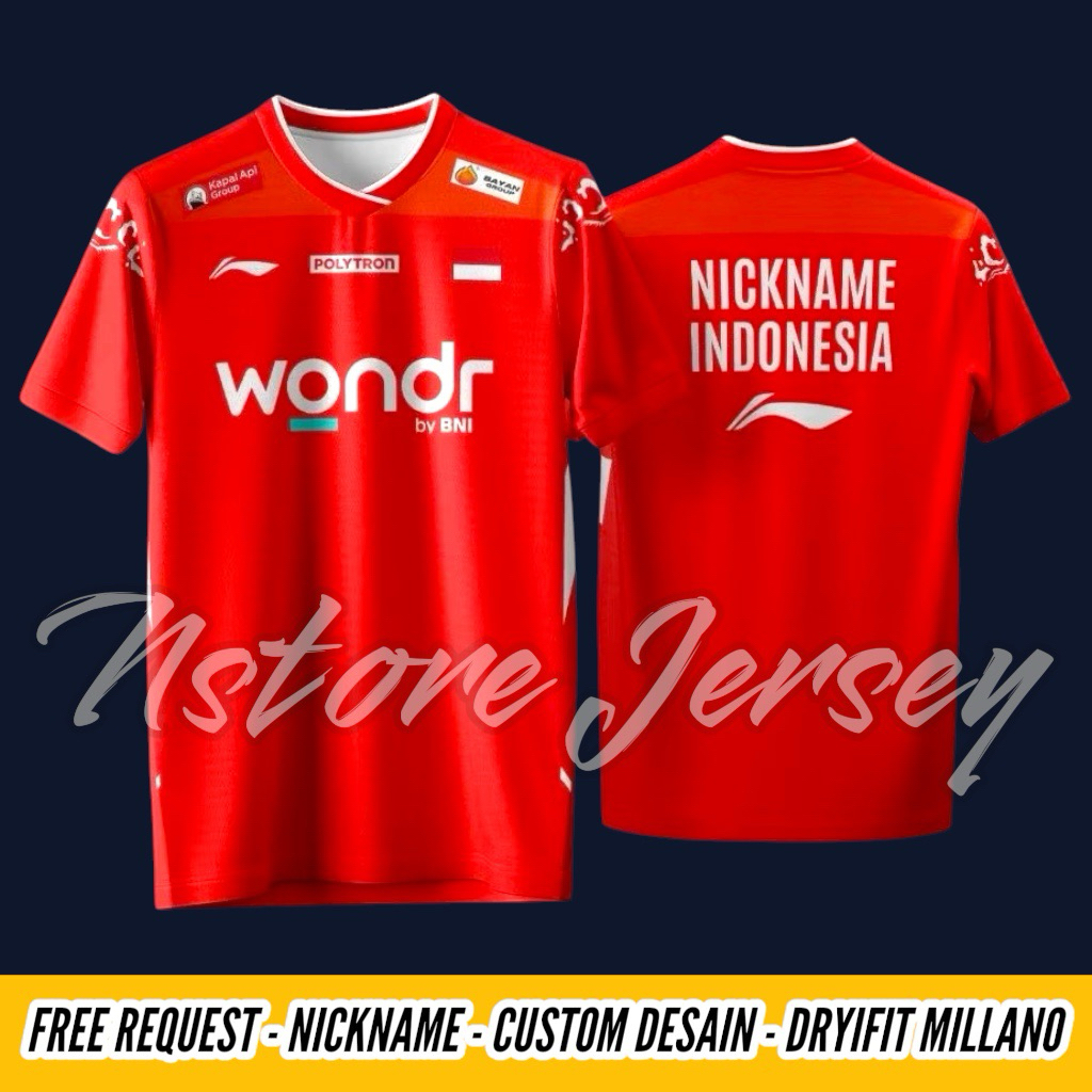 JERSEY BADMINTON INDONESIA THOMAS CUP 2026 FREE CUSTOM NAMSET