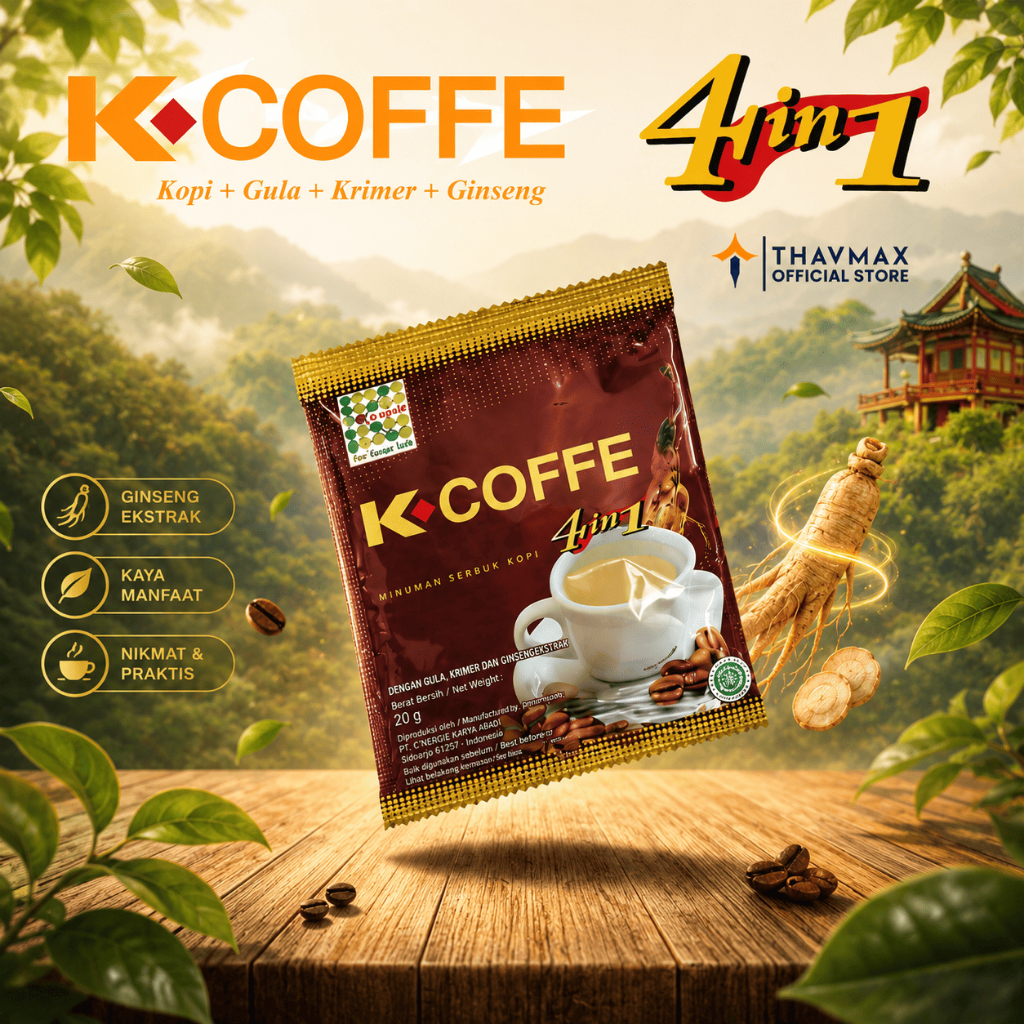 Kopi Ginseng 4 in 1 K Link Sachet | K Coffe 4 in 1 Harga Ekonomis Lebih Hemat 1 Sachet