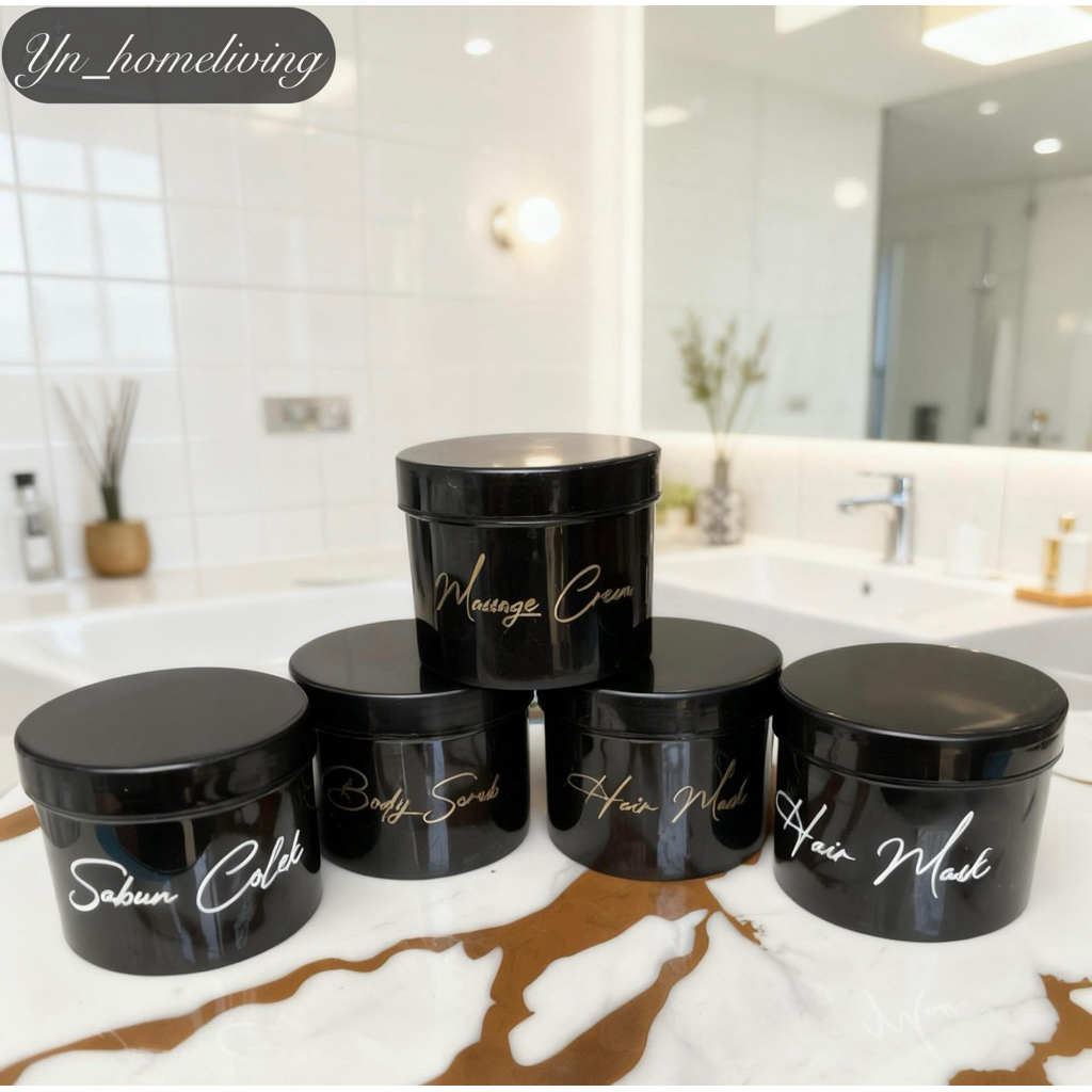 Jar wadah lulur sabun colek creambath black free label premium