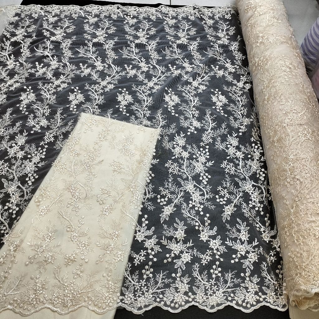 bahan kain tile Zoya bordir premium terbaru/tile Jasmine bordir tebal/tile bordir mewah