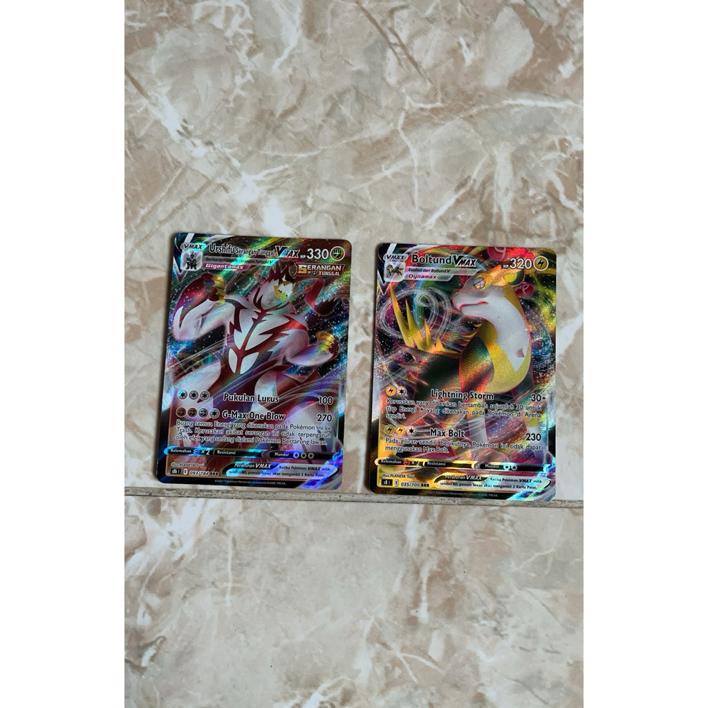 Kartu pokemon vmax urshifu + boltund vmax