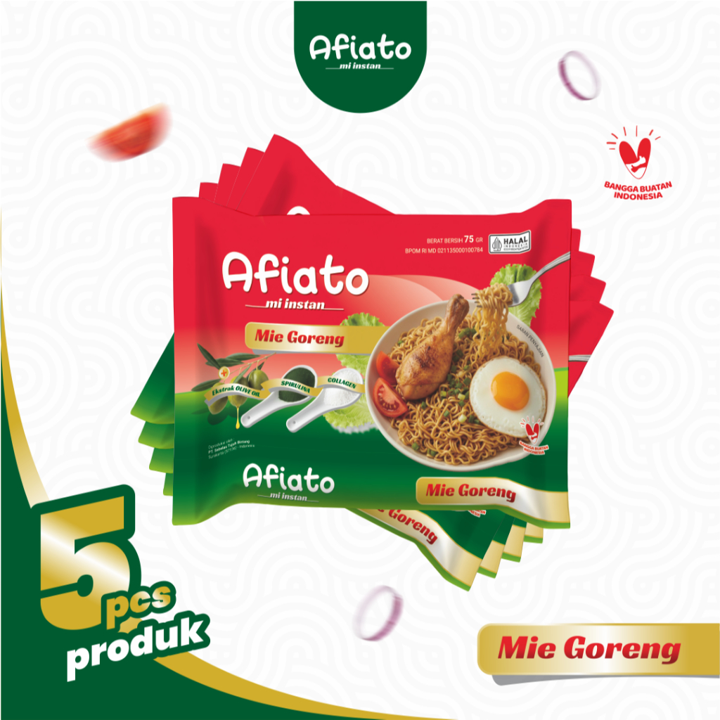 5 Pack Mie Instan Goreng Afiato | Enak Lebih Murah Bermanfaat | Mie Enak Kaya Manfaat | Mie dengan K
