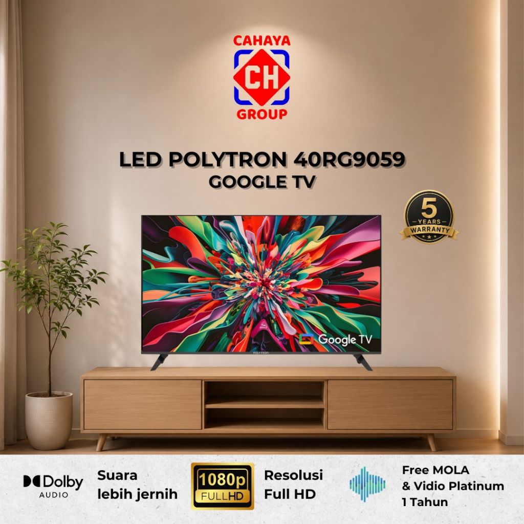 LED Polytron Smart Cinemax Google TV 40 Inch 40RG9509 Garansi Resmi
