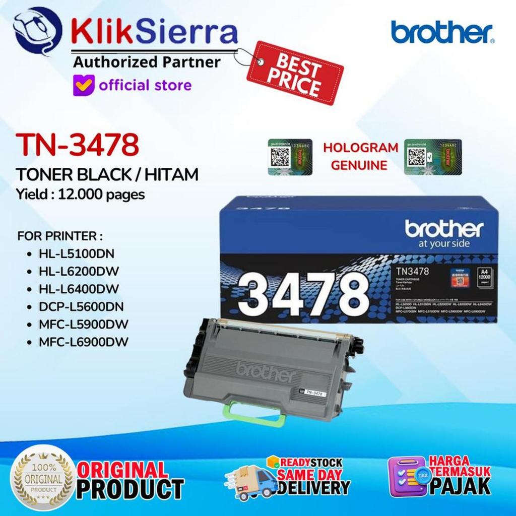 BROTHER Toner TN-3478 | TN3478 Black Original [Super High YIeld] - TN-3478 SUPER, BROTHER Toner