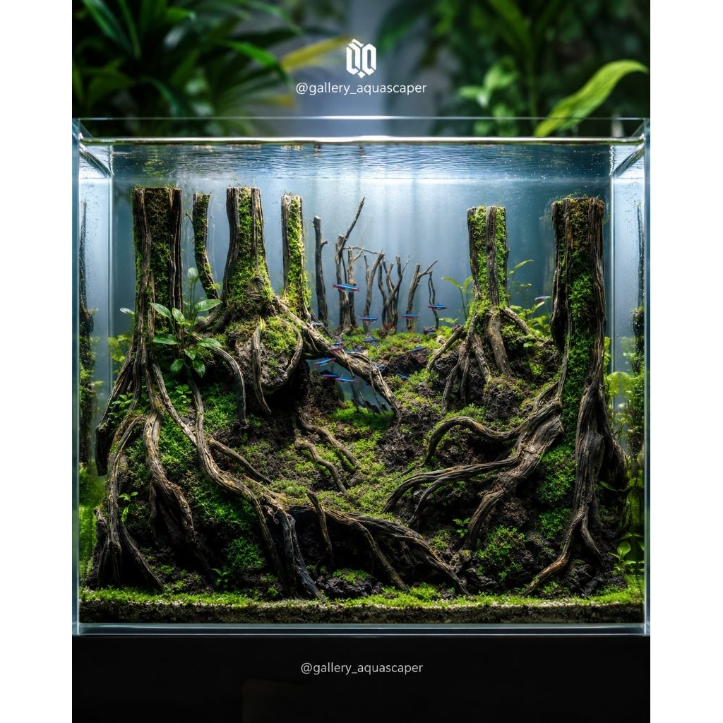 Hardscape Aquascape Jadi Tema Hutan Rimba / Forest Style - Ukuran 40x30x30 cm