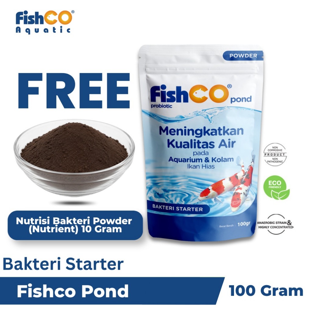 FISHCO Probiotik Pond – Bakteri Baik Penjernih Air Kolam 100gram