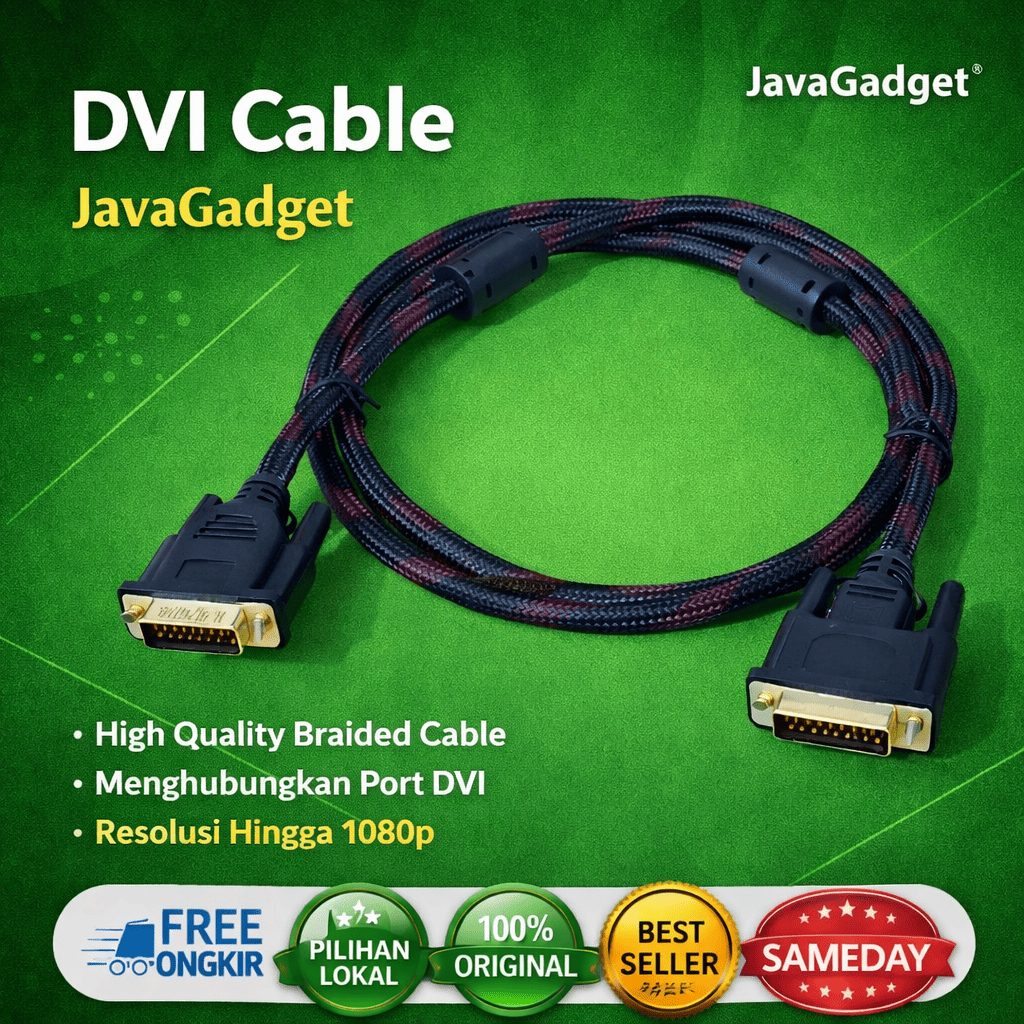 KABEL DVI 24+5 TO VGA DVI-I 24+5 Pin ke VGA 1.5 Meter Kabel CPU PC ke Monitor Output RCA Gender Adap