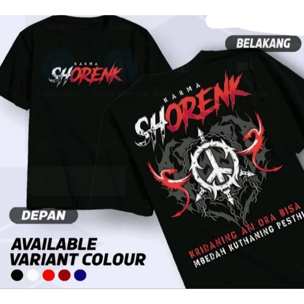 Kaos sablon karma shorenk t-shirts distro unisex katun bahan adem