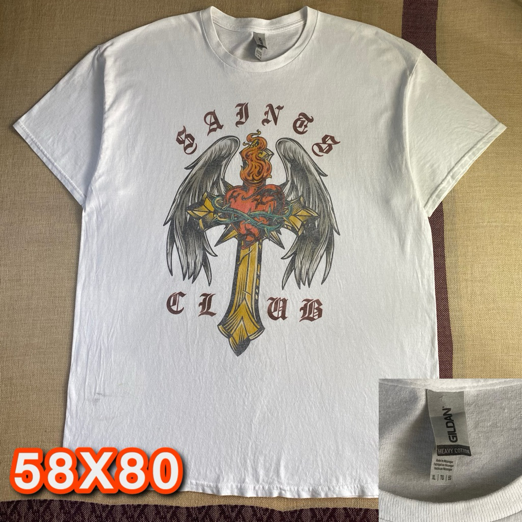 Kaos Gildan Heavy Cotton Putih Graphic "Saints Club" - Second Original Size XL