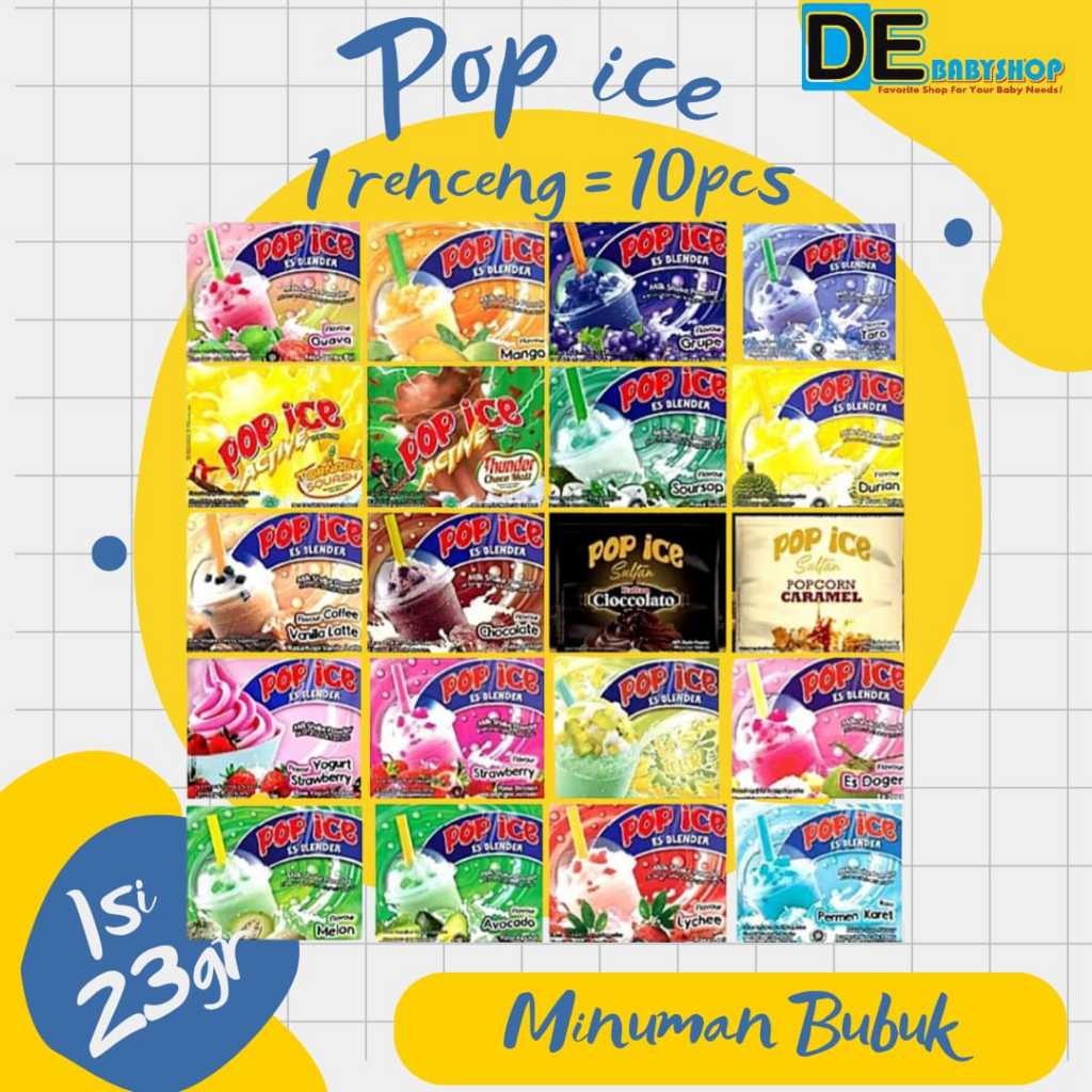 POP ICE Aneka Rasa 1 Renceng  Isi 10 Sachet | Minuman Bubuk