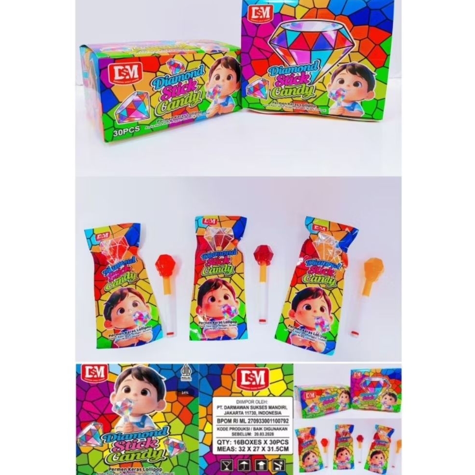 Permen Keras Lolipop Diamond Srick isi 30pcs
