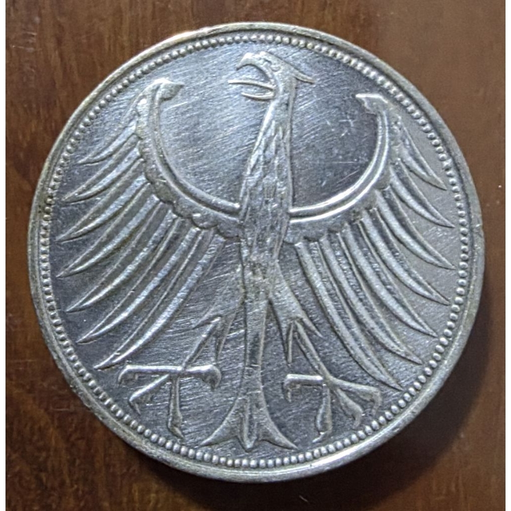 Koin Perak 5 Deutsche Mark 1951 D (XF)