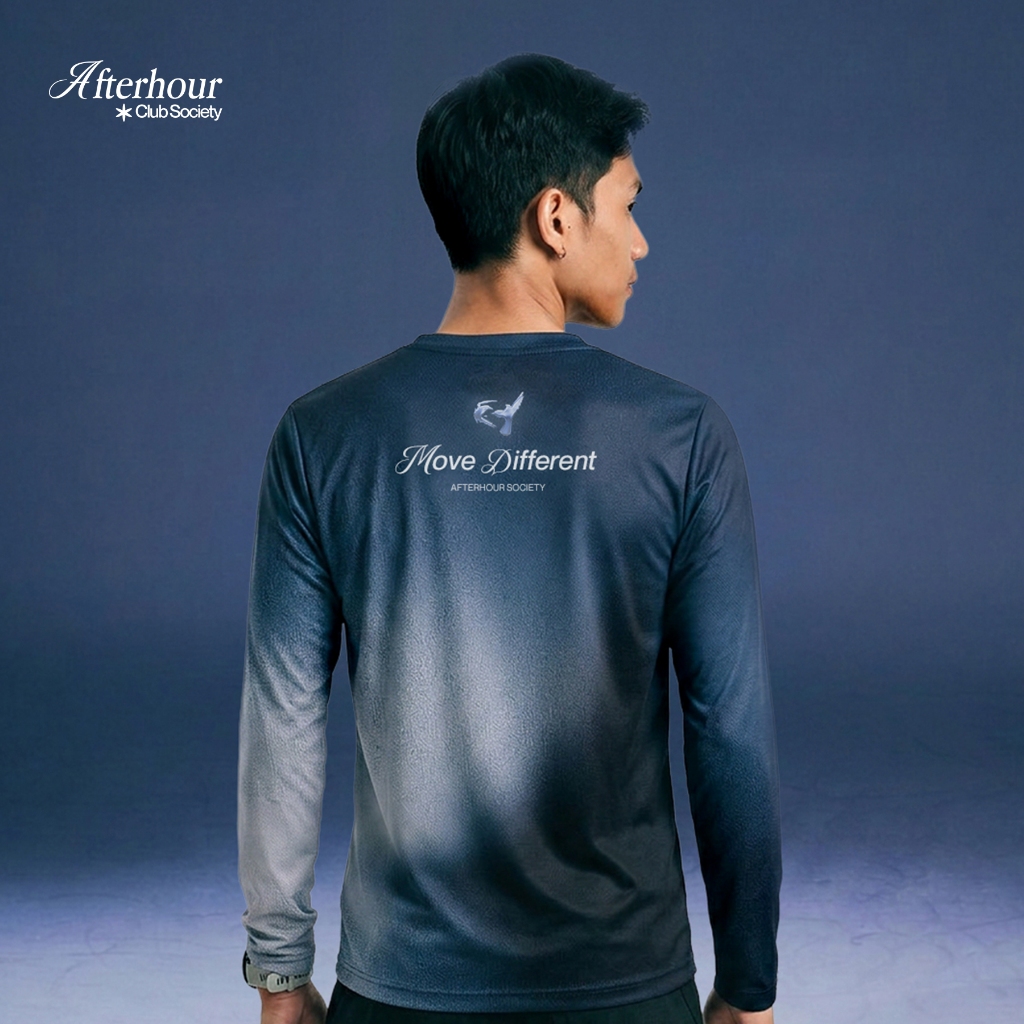 Afterhour Running Jersey - Move Different Midnight Navy - Jersey Lari Dryfit Breathable Lightweight 