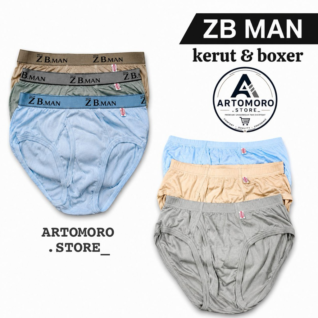 6 Pcs Celana Dalam Pria ZB MAN | Cd ZB MAN Karet Kerut Cd Zb man Karet Boxer | Cd Cowok Remaja Dewas