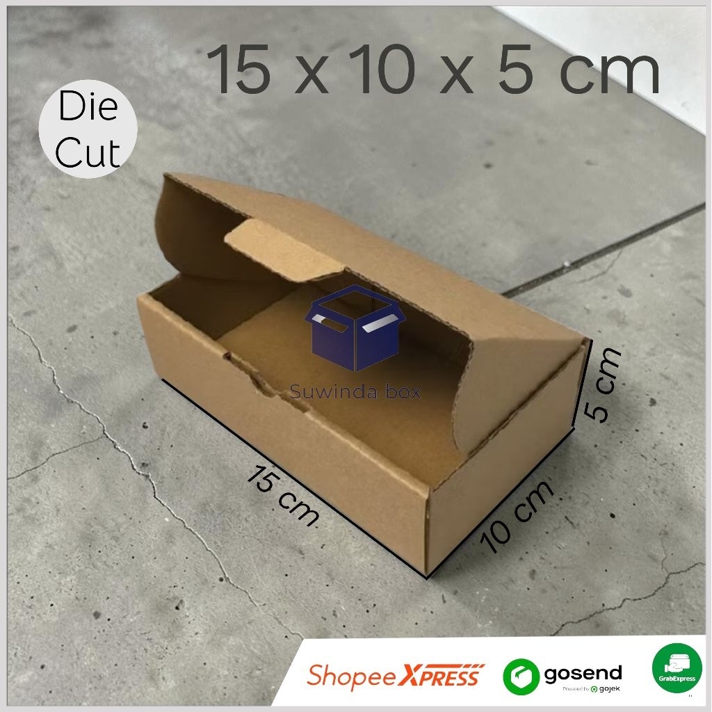 kardus ukuran 15x10x5 cm karton box die cut polos