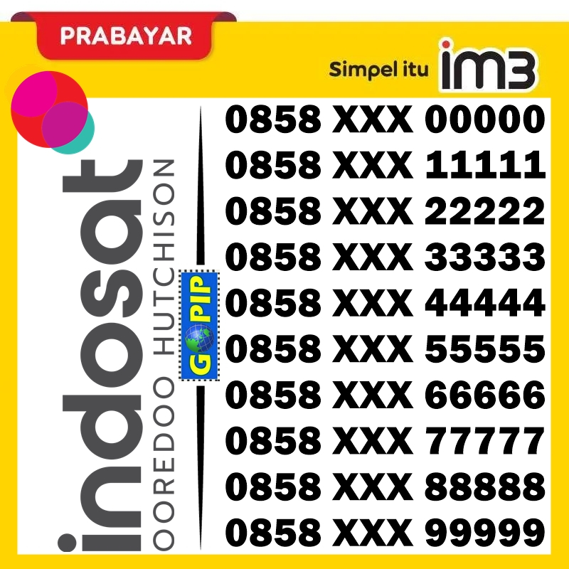Nomor Cantik Indosat Im3 Ooredoo 10 Digit, 11 Digit, 12 Digit