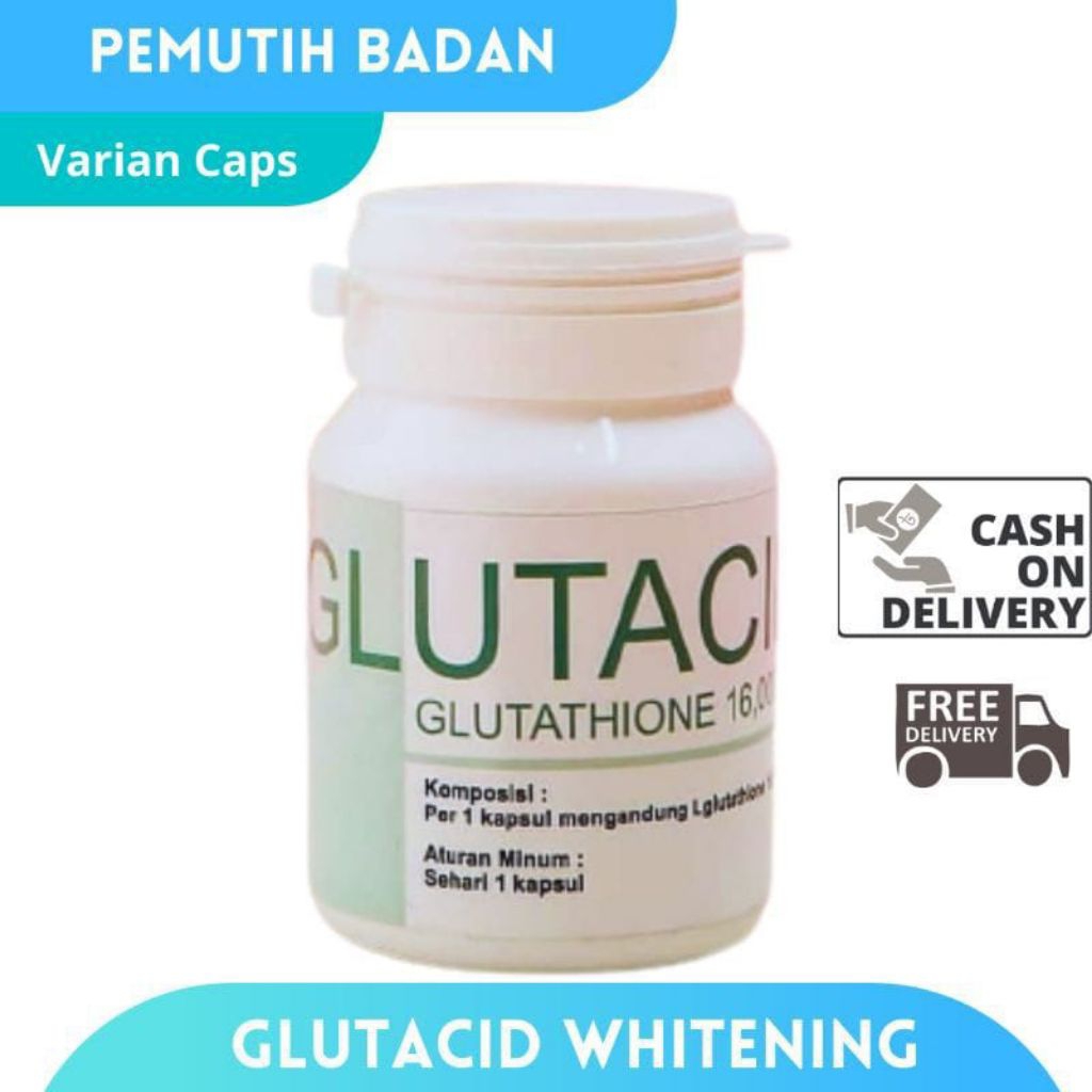 Glutacid Capsul Glutathione - 100% Asli, Pemutih Badan Alami, 30 Kapsul