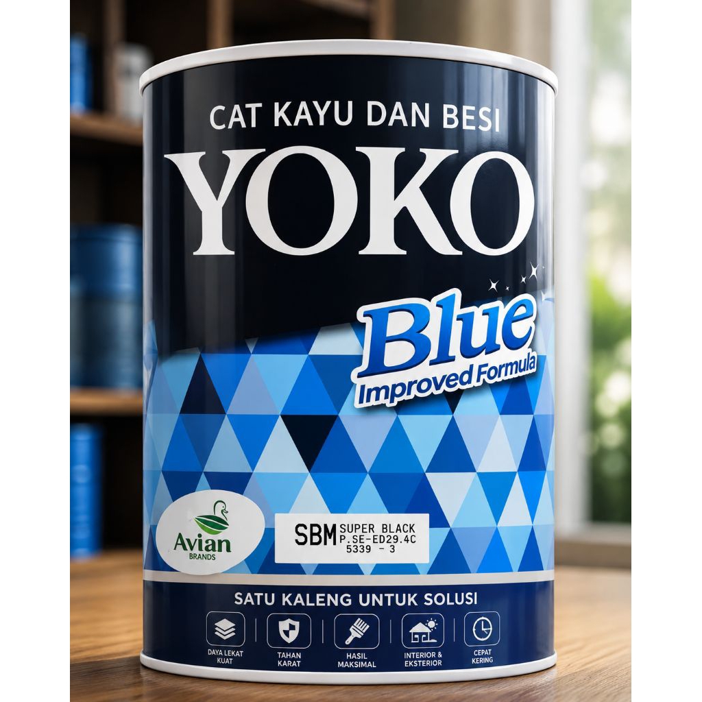 Cat Kayu & Besi YOKO Blue Gloss/Doff Anti Karat Cat Besi Kayu Interior Eksterior Putih Hitam