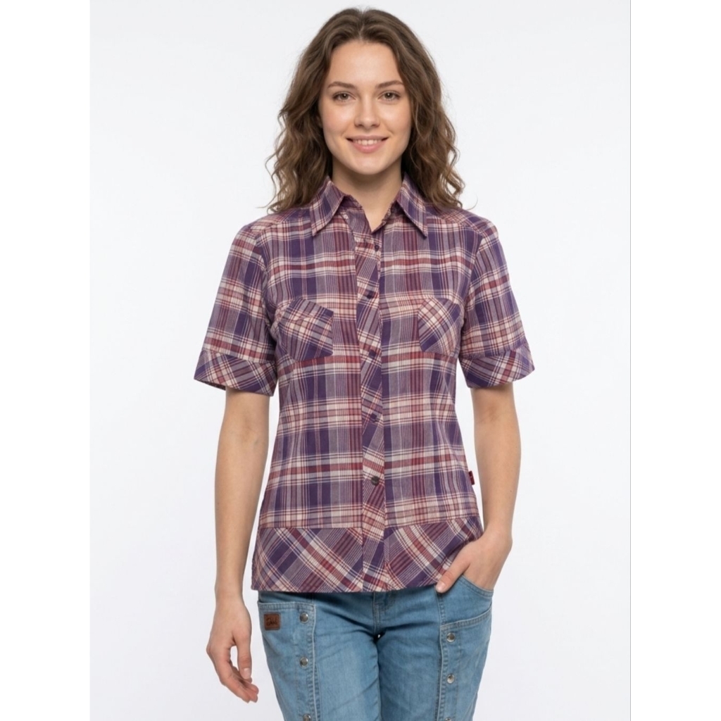 Caesar Ladies Contemporer Kemeja Wanita Motif Kotak-kotak Purple | Blouse Wanita | Atasan Wanita 003