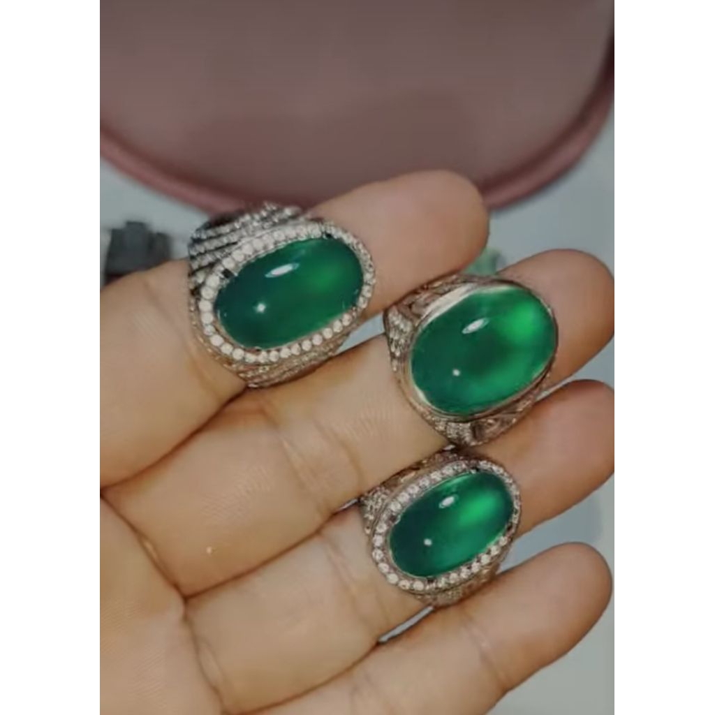 Natural Cincin Akik Bacan Gulau Ijo Botol Super Kristal Giwang