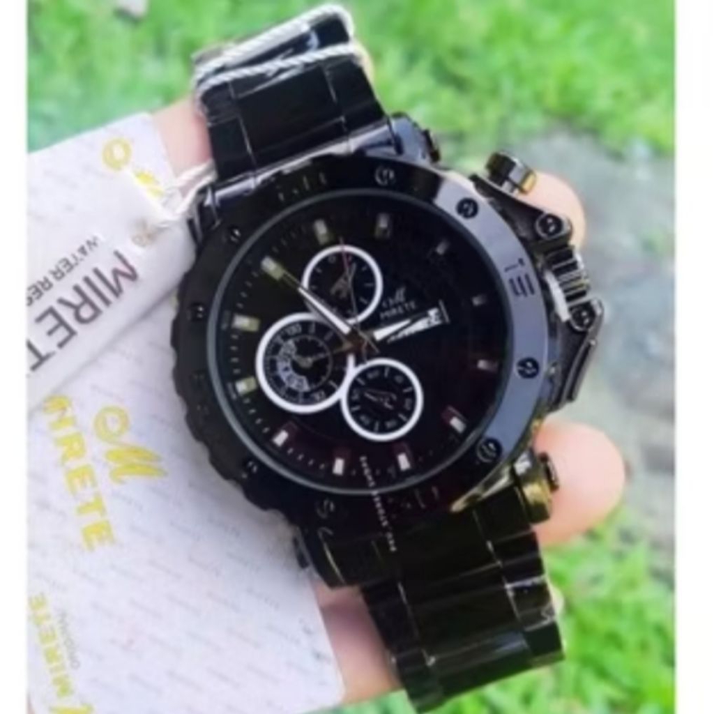 Jam Tangan Mirete Pria Rantai Stainless Steel Analog Quartz 46mm
