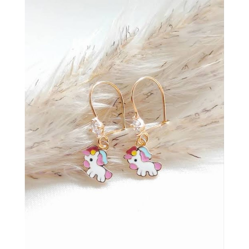 36. anting emas anak titanium gantung gambar bebek