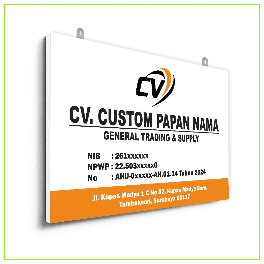Papan Nama Kantor CV / PT / Badan Usaha Lain