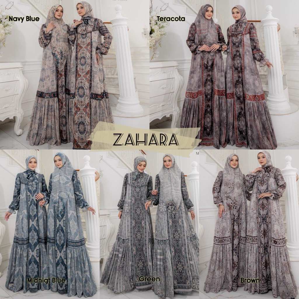 ZAHARA MILAD SERIES ABAYA / GAMIS PRINTING TERBARU ORIGINAL HALIZA SYARI Raja Gallery Muslimah