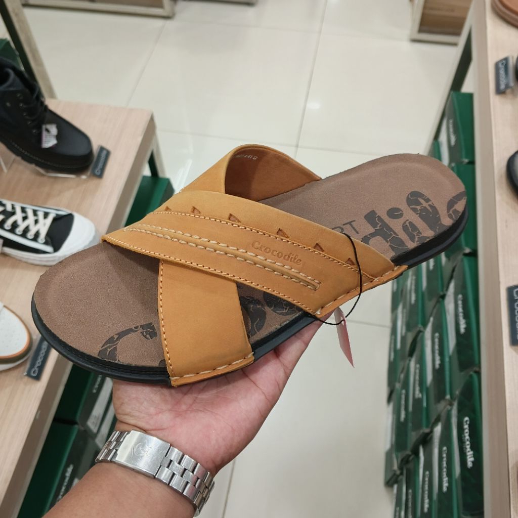 CROCODILE SANDAL SLIP ON PRIA | SANDAL KULIT CASUAL | ORIGINAL