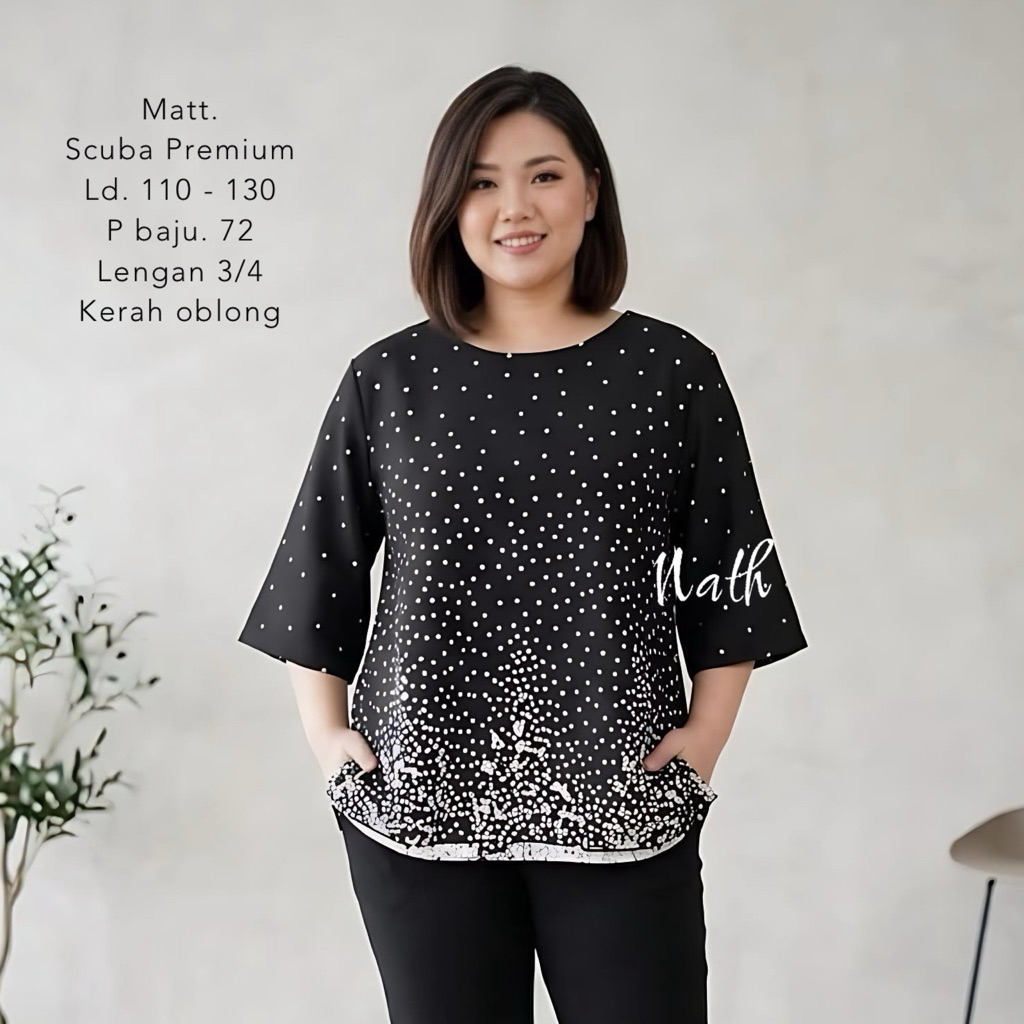 Bilna-Atasan jumbo wanita blouse scuba jumbo