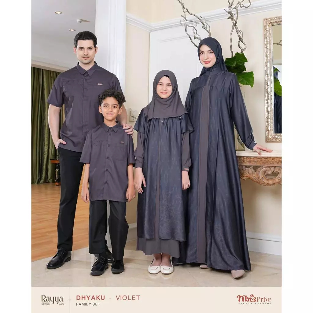 SARIMBIT KELUARGA MUSLIM MERK NIBRAS RAYA 2026 SERIES DHYAKU VIOLET GAMIS PREMIUM KONDANGAN DAN ACAR