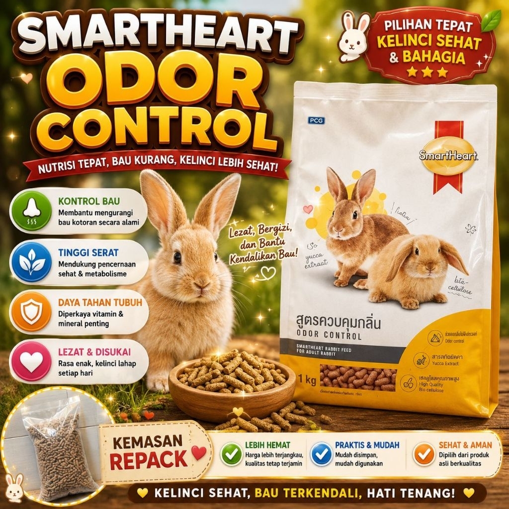 SMART HEART 1 KG - Makanan Kelinci SMART HEART ODOR CONTROL Pellet Pelet Kelinci IMPORT KEMASAN REPA