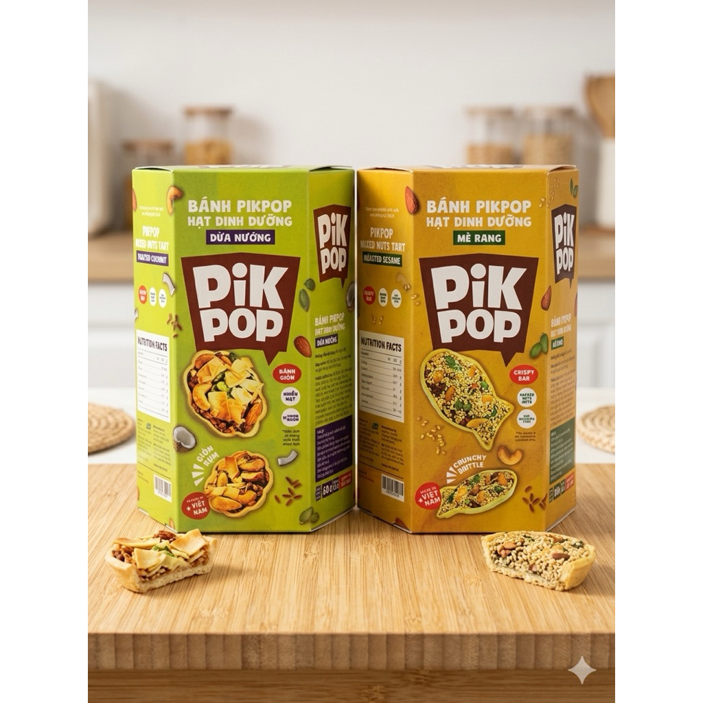 PikPop Mixed Nuts Tart - Snack Diet Biji-bijian (Toasted Coconut / Roasted Sesame)