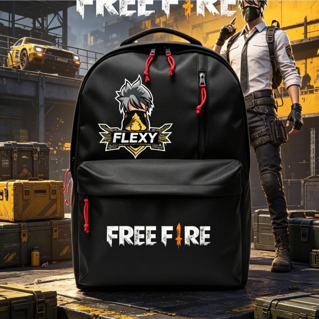 Tas Ransel Anak Sekolah Motif Free Fire Flexi Desain Fashionable 4IN1 - Tas Sekolah Anak SD SMP SMA 