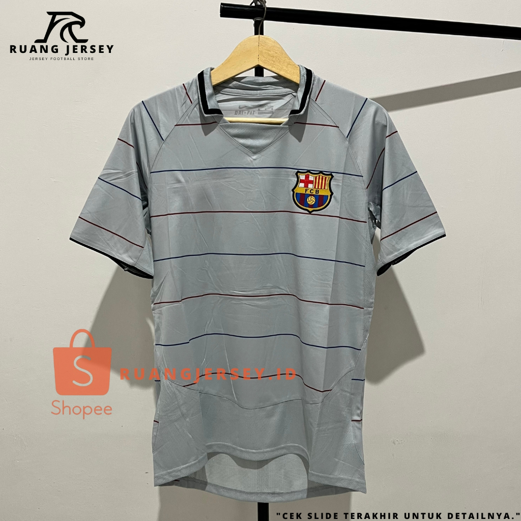 Jersey Sepak Bola Retro Classic Barcalona Away 2003/2004 Baju Sepak Bola Pria Dewasa