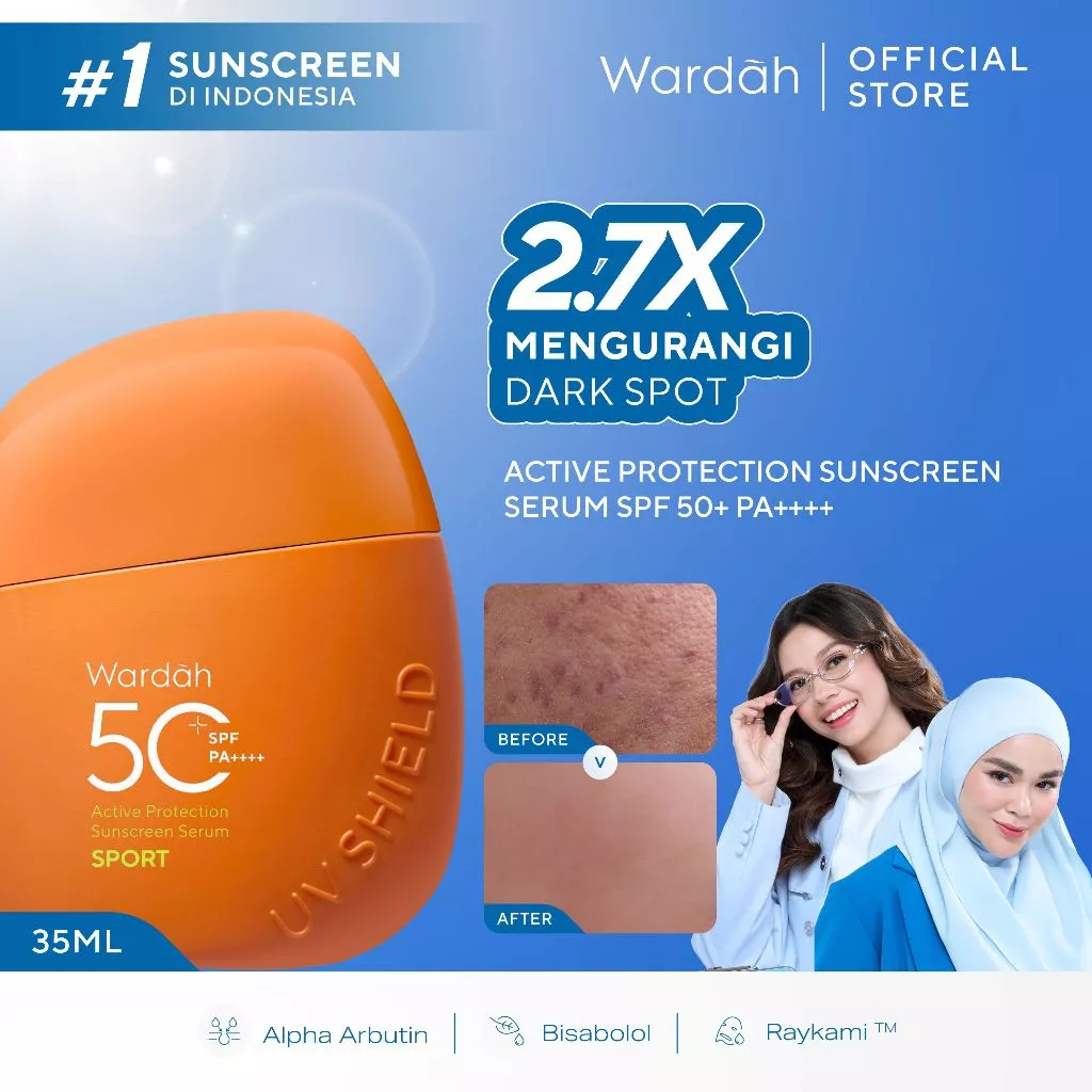 Wawa - Wardah UV Shield Active Protection Serum SPF 50 PA ++++ l Sunscreen Blue Light Protection 35 