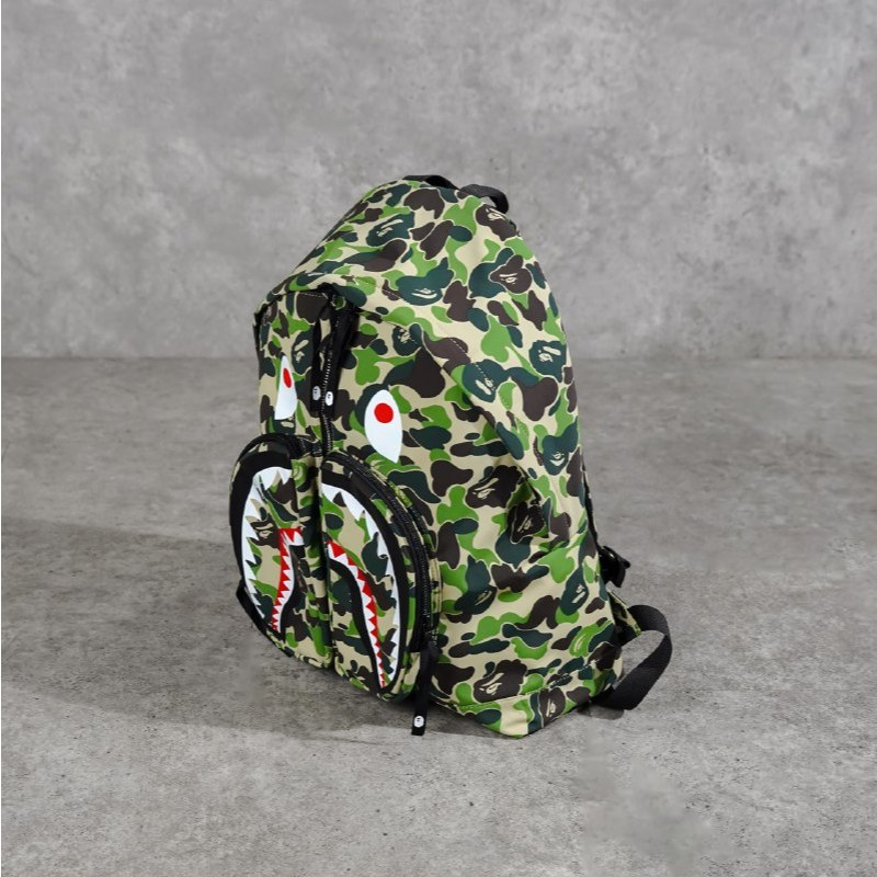 Tas BAPE SHARK ABC CAMO GREEN MULTI ZIP BACKPACK 100% ORIGINAL