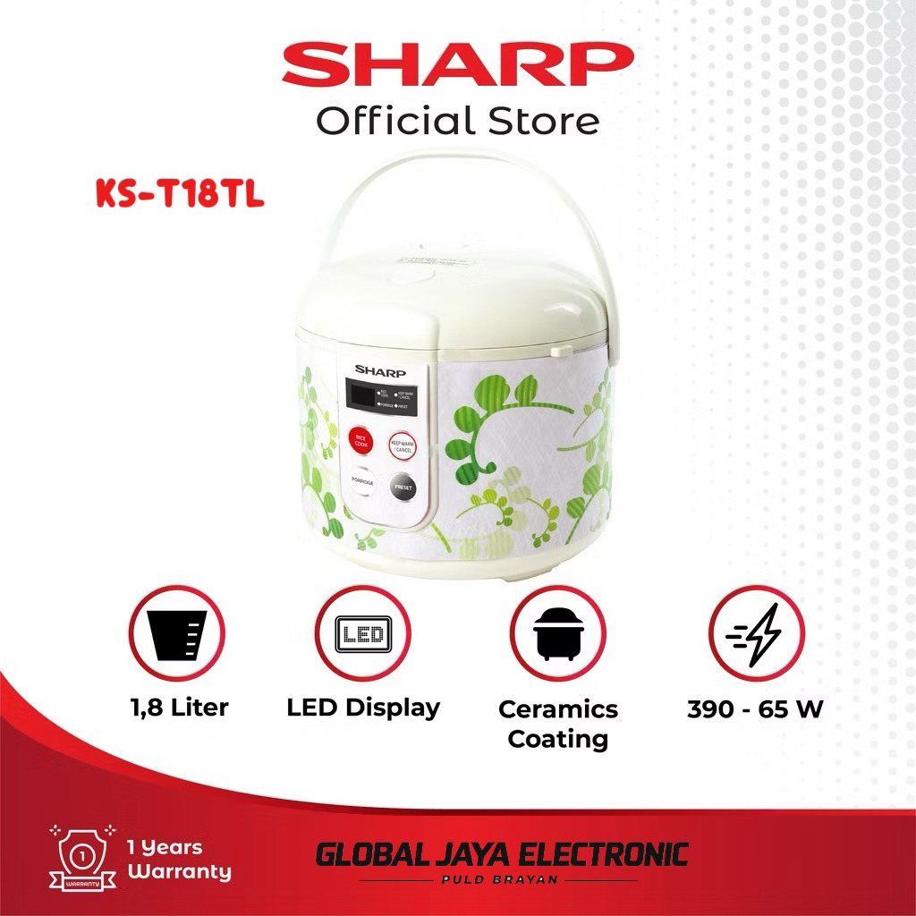 Ready stok , COD Rice cooker / Magic com / Penanak nasi Sharp digital KS-T18TL 4in1 kapasitas 1,8L