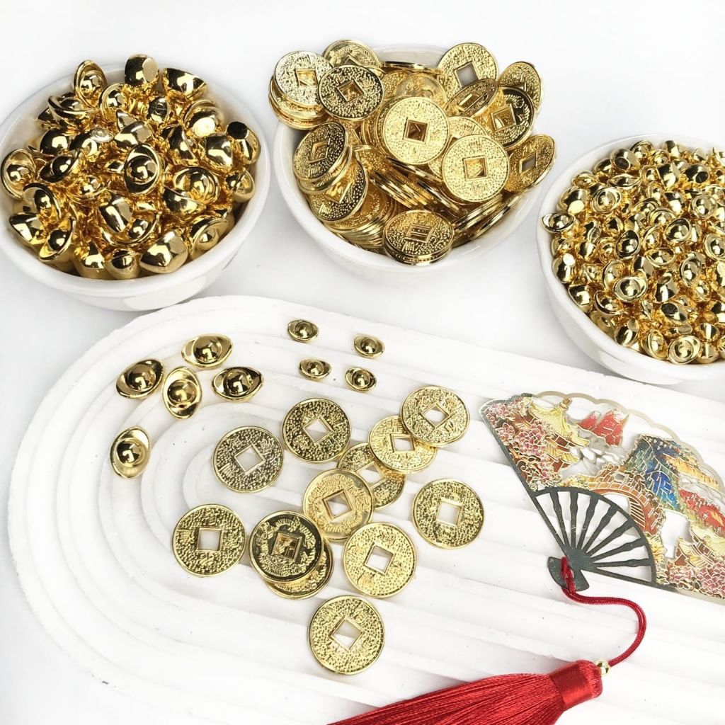 10GRAM - AKSESORIS IMLEK EMAS KOIN YENPAO MINI /KOIN CINA PLASTIK/KOIN YUANBAO MINI  DEKORASI CHINES
