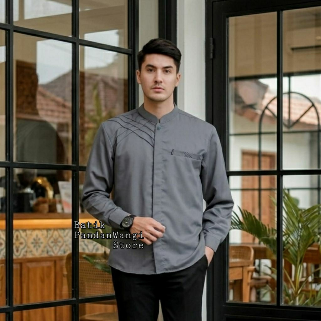 Baju Koko Hadroh Lengan Panjang Terbaru Motif Marvel Asakhi Atasan Muslim Pria Dewasa Baju Muslim Ke