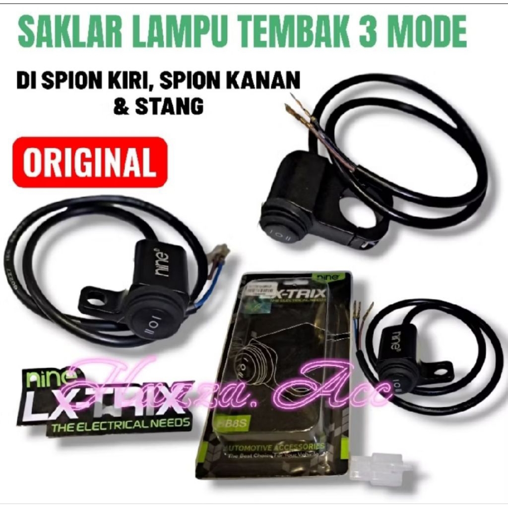LX-TRIX Switch Saklar Lampu Tembak Motor 3 Fungsi 3 Mode Spion Stang Motor WaterproofIsi Box: 1 PCS