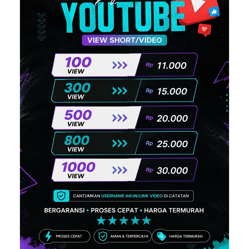 PROMO VIEW YOUTUBE VIEW PROSES CEPAT NODROP -Penonton YT YTB Viewers